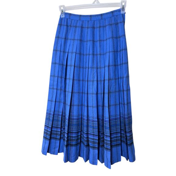 Vintage Pendleton wool pleated windowpane maxi skirt unlined size 6 - Picture 2 of 7